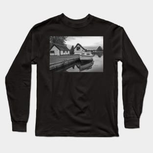 Boat and boat house on the River Bure Long Sleeve T-Shirt